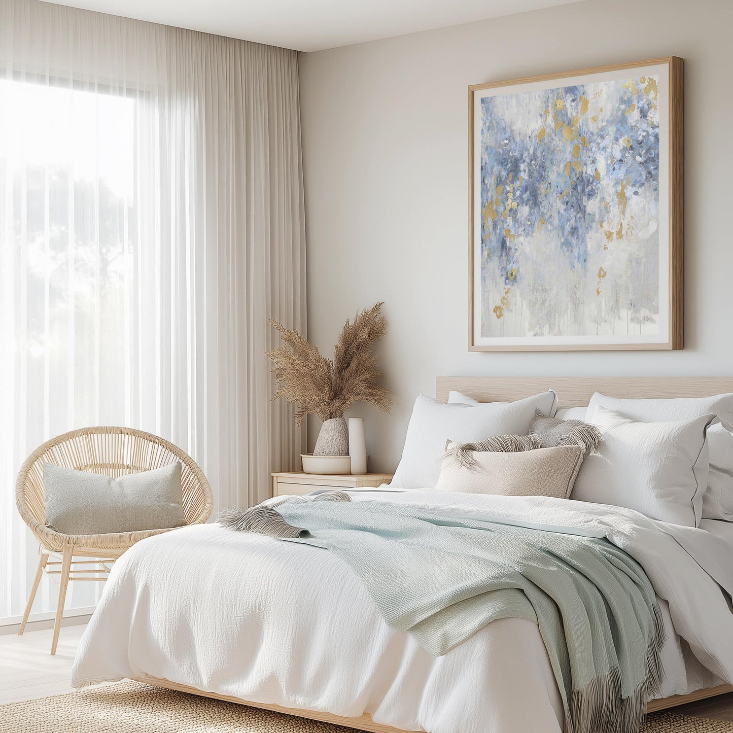 Cascade Blue with Gold Wall Art