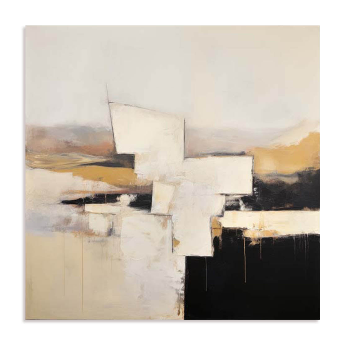 Unframed Stretched Canvas Or Print Only - Neutral Monochrome Formscape Ii Abstract Art