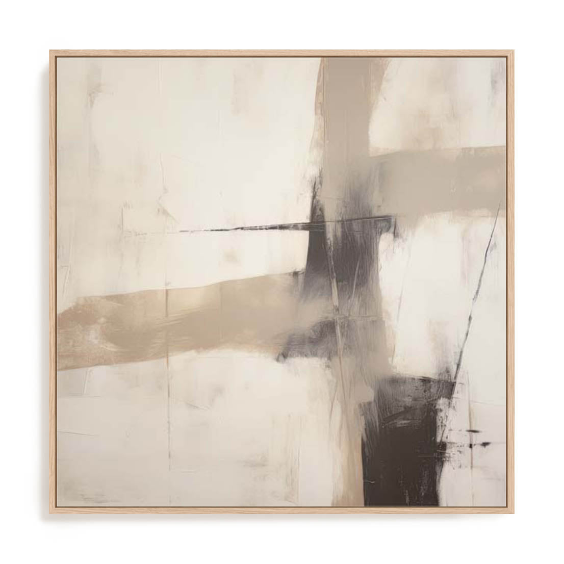 Wall Art Stretched Canvas In Natural Oak  Frame - Forms In Abstractions Ii Abstract Art