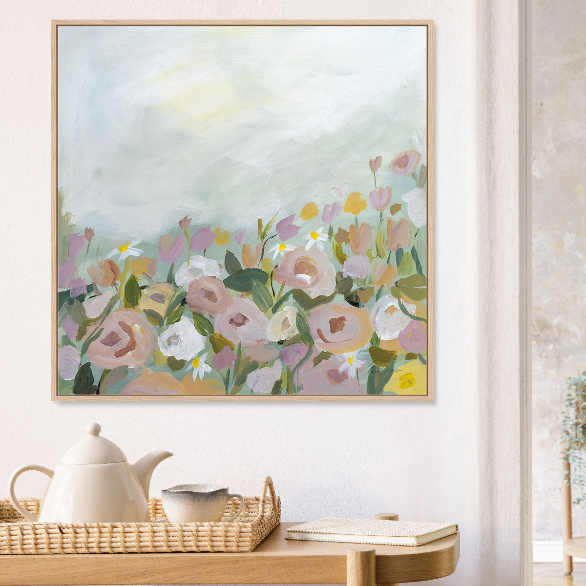 Blooming Landscape Art in Stretched Canvas, Framed Print Under Glass, and Gallery Wrapped Shadow Box Canvas