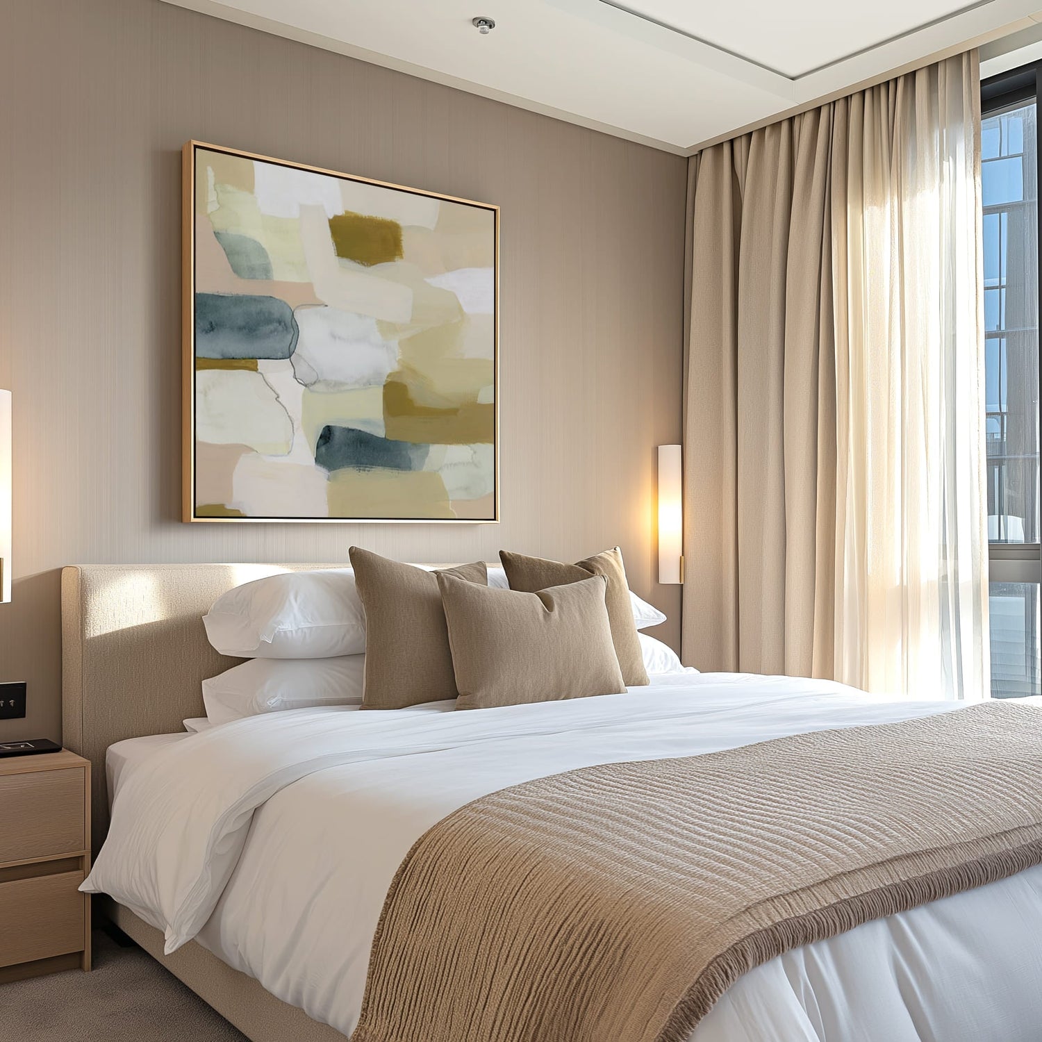 Add a touch of beauty with large abstract canvas art and framed prints. Their bold, imaginative designs bring depth, color, and movement, to your bedroom or living room