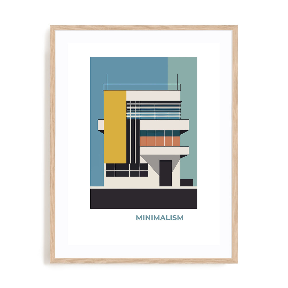 Bauhaus Architecture I Wall Art #oran_natural-white-border