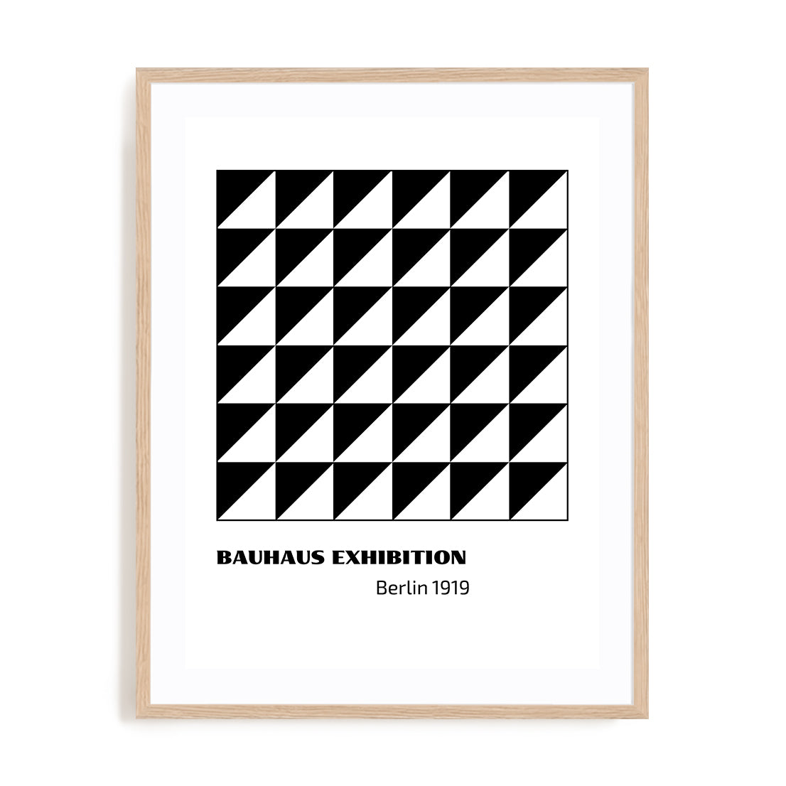 Bauhaus Black Triangle Grid Wall Art #oran_natural-white-border