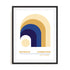Bauhaus Blue and Yellow Arches Wall Art #oran_black-white-border