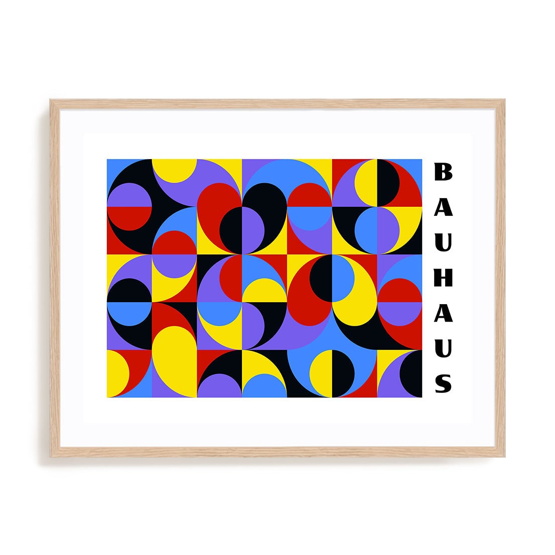 Bauhaus Bold Colour Interplay Wall Art #oran_natural-white-border