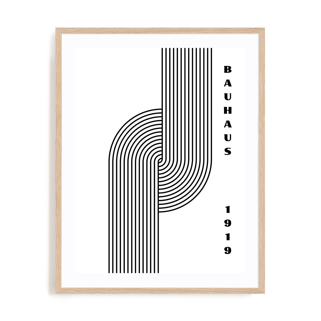 Bauhaus Curved Mass and Structure Wall Art #oran_natural-white-border