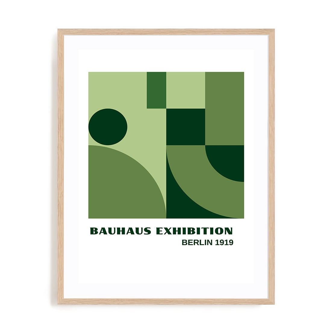 Bauhaus Green Geometric Wall Art #oran_natural-white-border