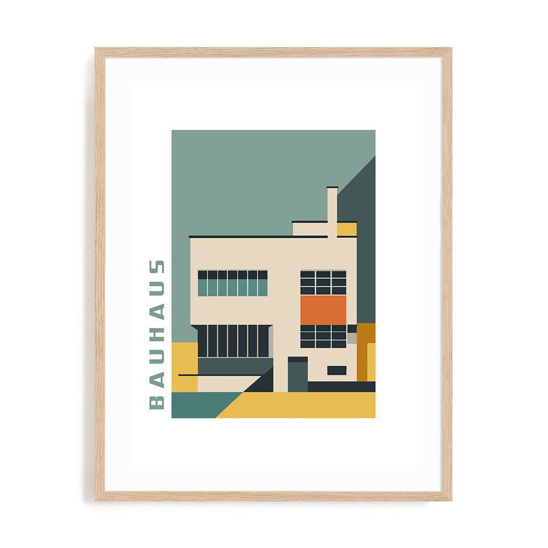 Bauhaus Layered Form Alignment Wall Art #oran_natural-white-border