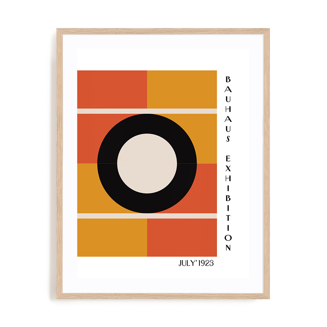 Bauhaus Orange Ring Geometry Wall Art #oran_natural-white-border