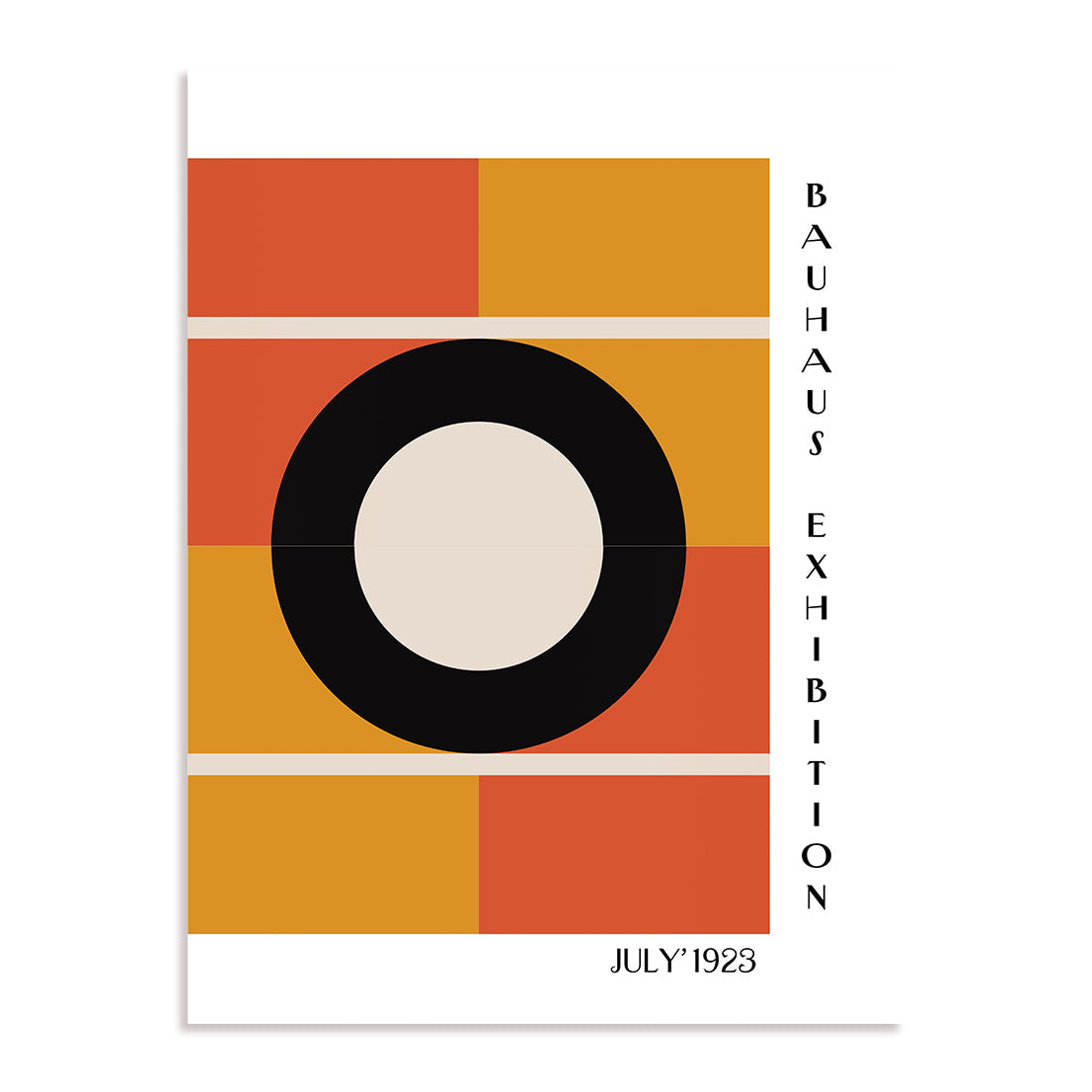 Bauhaus Orange Ring Geometry Wall Art
