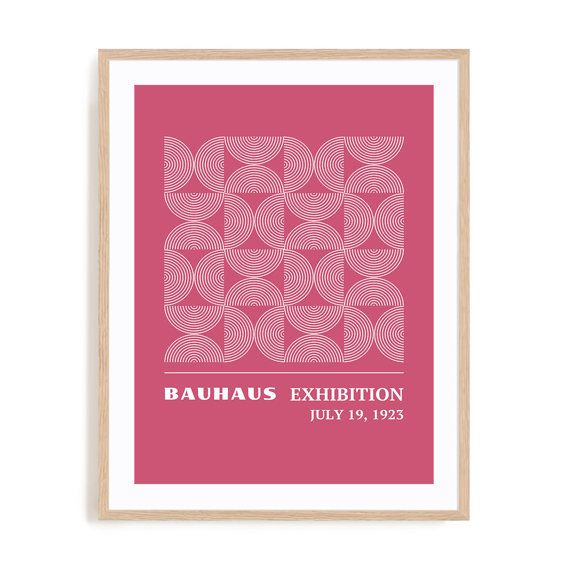 Bauhaus Pink Arc Pattern Wall Art #oran_natural-white-border