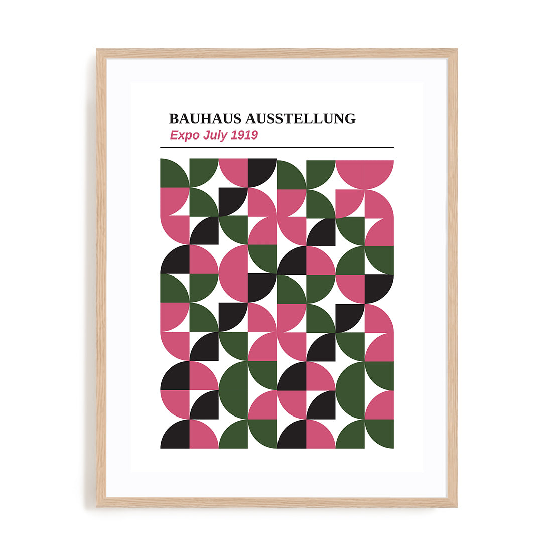 Bauhaus Pink Geometric Wall Art #oran_natural-white-border