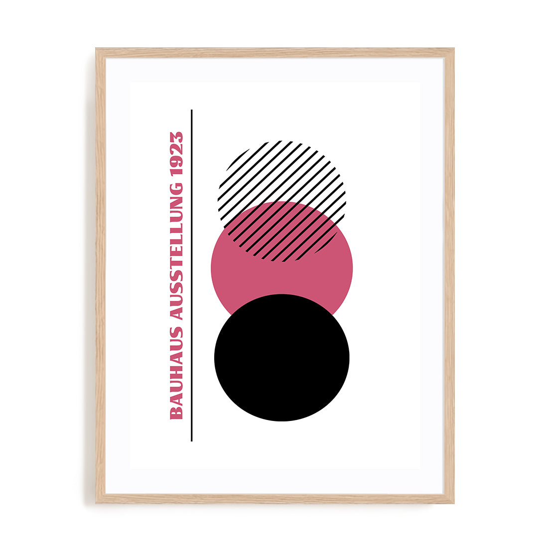 Bauhaus Radial Forms Pink Wall Art #oran_natural-white-border