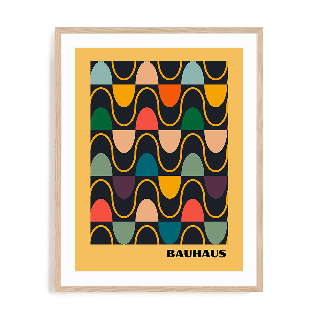 Bauhaus Rhythmic Undercurrent Wall Art #oran_natural-white-border