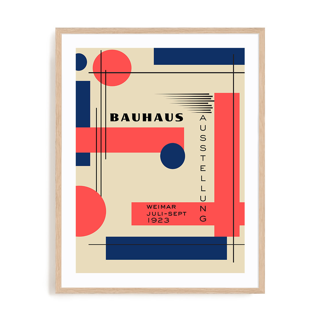 Bauhaus Split Form Composition Wall Art #oran_natural-white-border