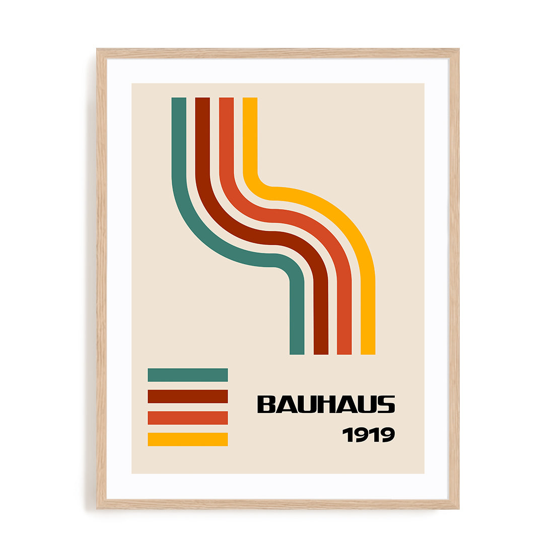 Bauhaus Train Lines Wall Art #oran_natural-white-border