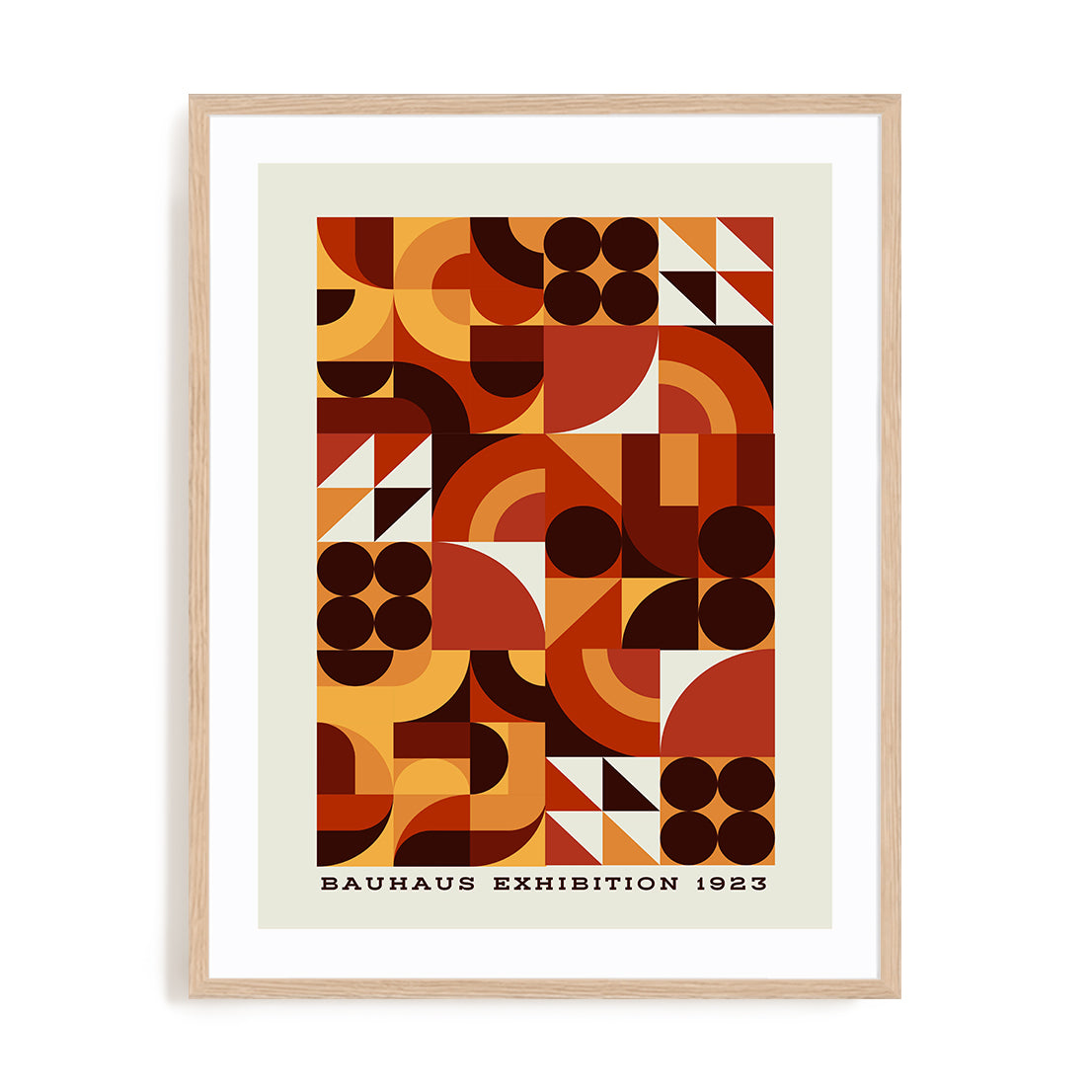 Bauhaus Warm Modular Circles Wall Art #oran_natural-white-border