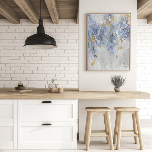 Cascade Blue with Gold Wall Art