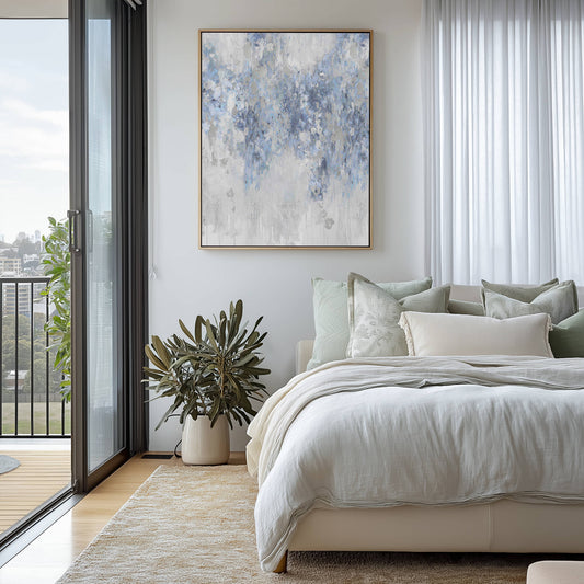Cascade Blue with Silver Wall Art