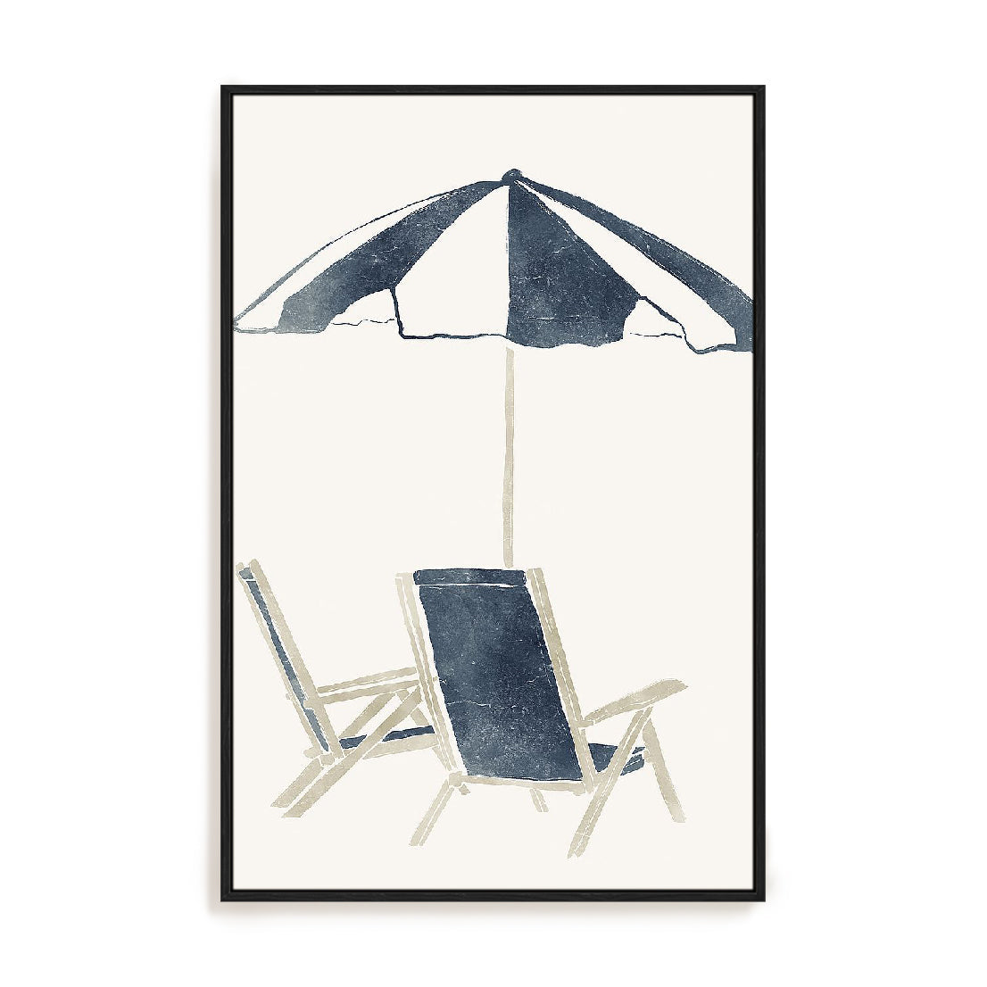 Blue Umbrella and Chairs Wall Art