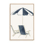 Blue Umbrella and Chairs Wall Art