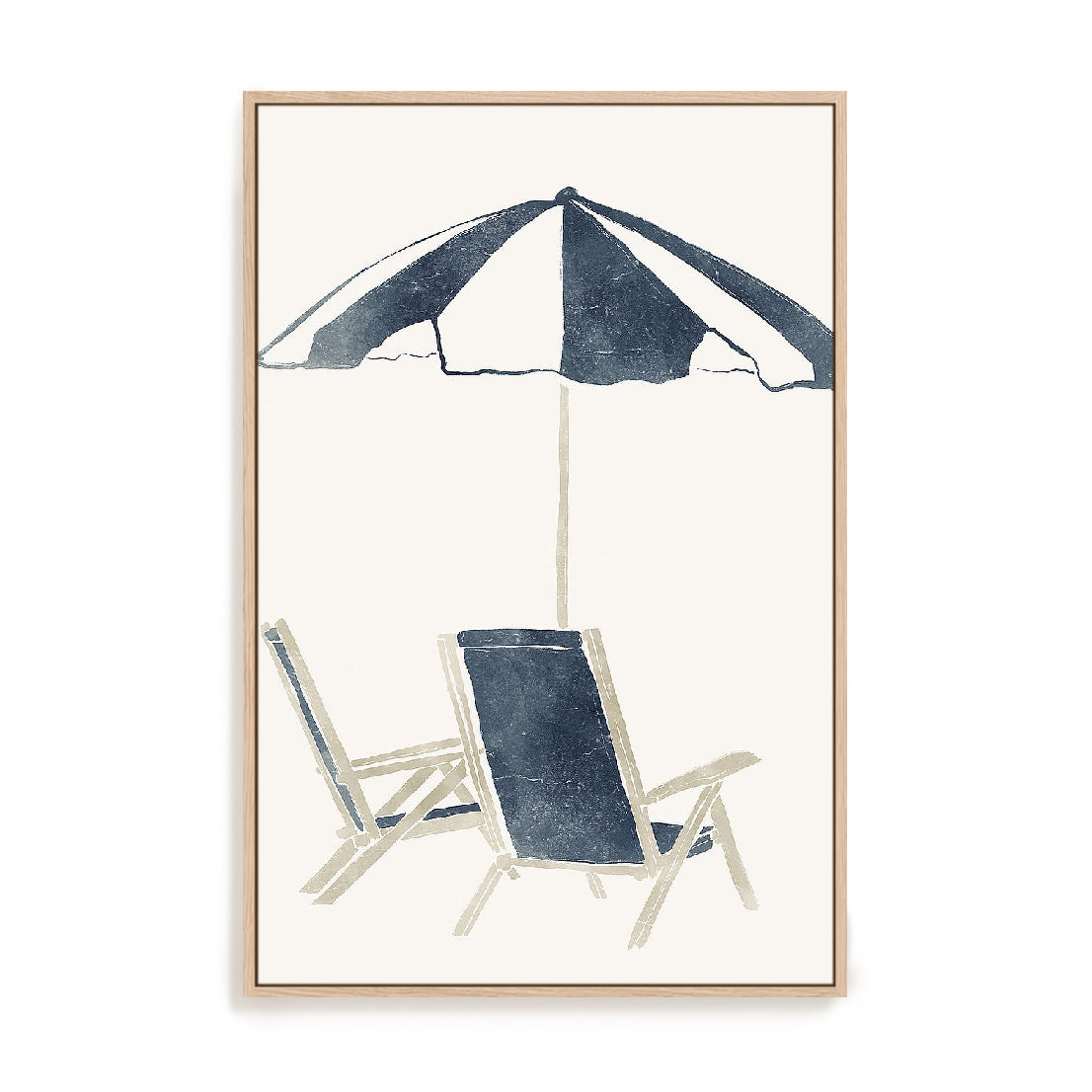 Blue Umbrella and Chairs Wall Art