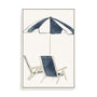 Blue Umbrella and Chairs Wall Art