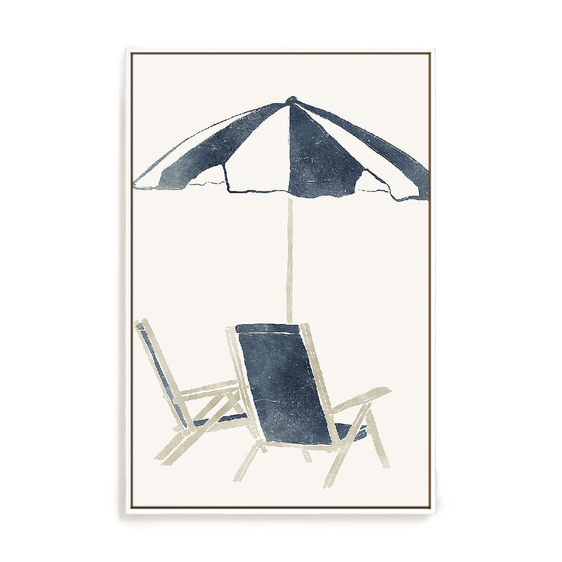 Blue Umbrella and Chairs Wall Art