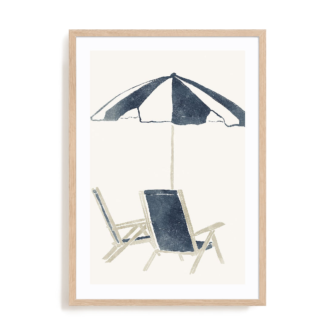Blue Umbrella and Chairs Wall Art