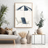Blue Umbrella and Chairs Wall Art