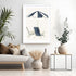 Blue Umbrella and Chairs Wall Art