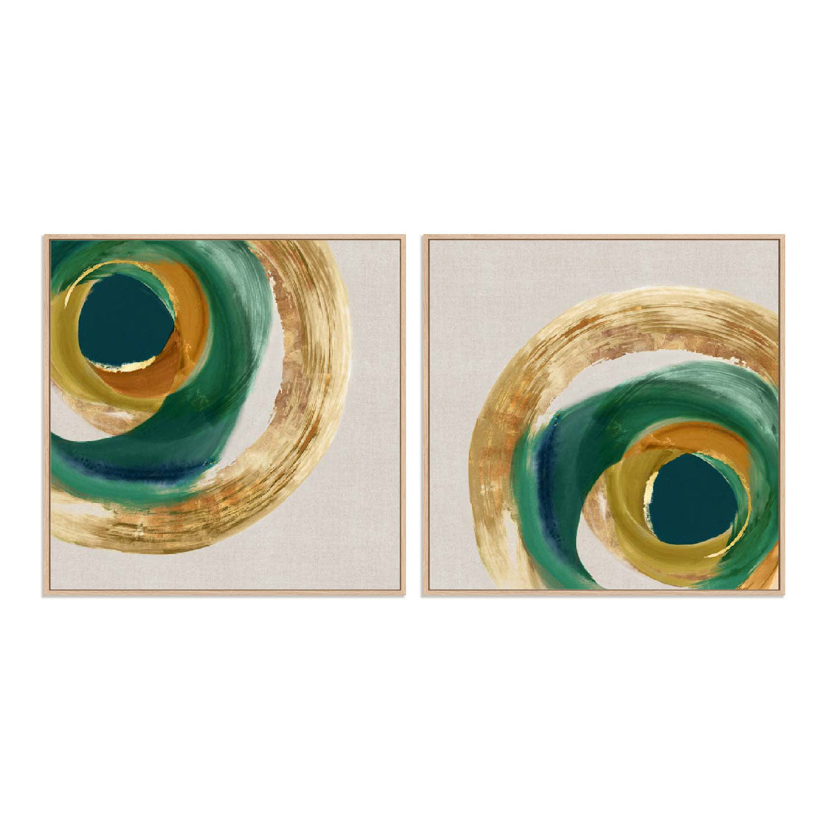 Green Metallic Circle I and II Wall Art