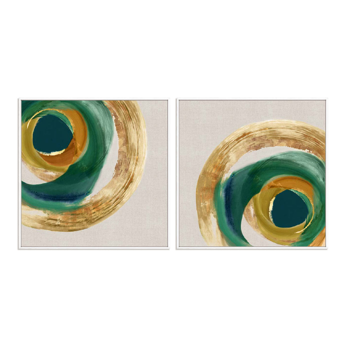 Green Metallic Circle I and II Wall Art