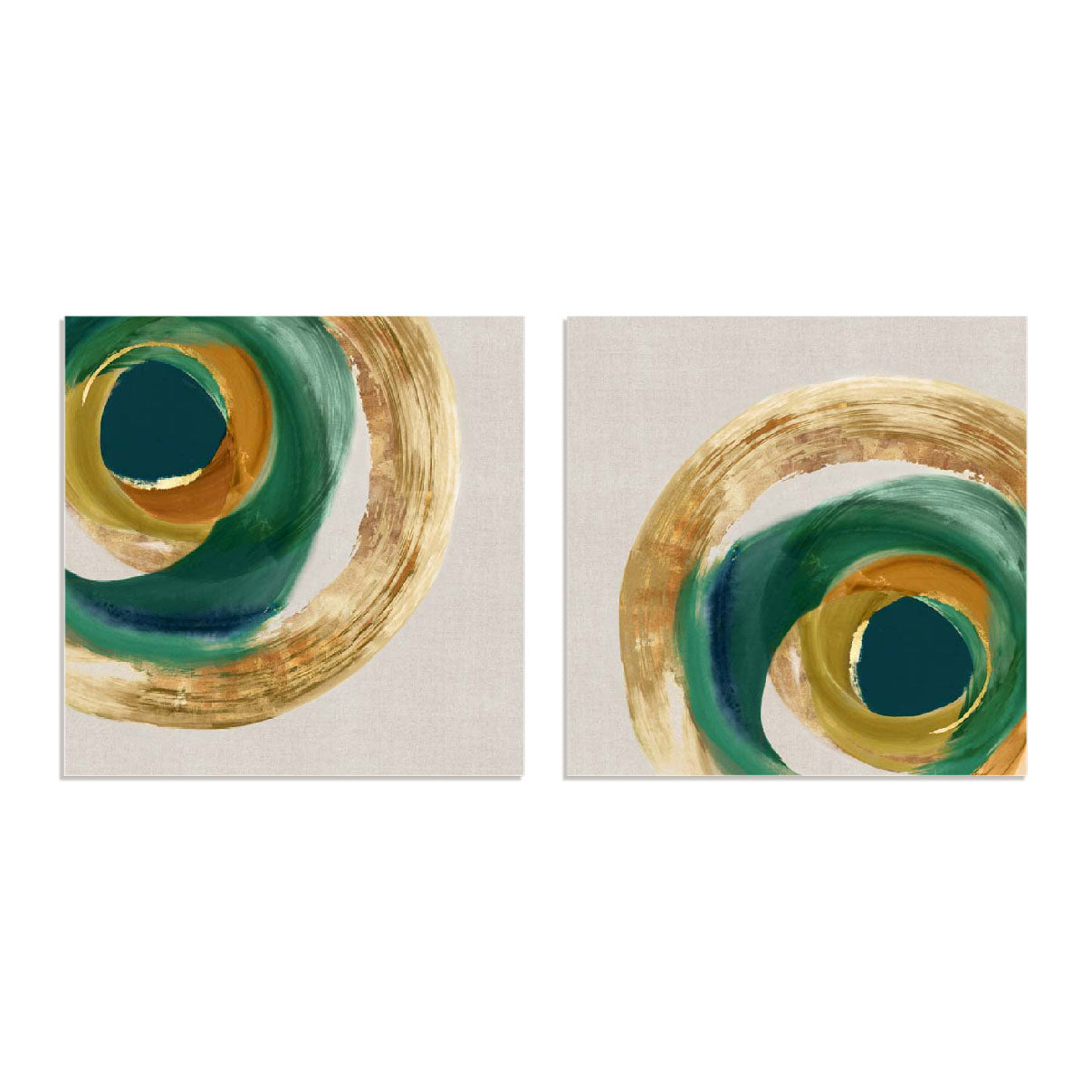 Green Metallic Circle I and II Wall Art