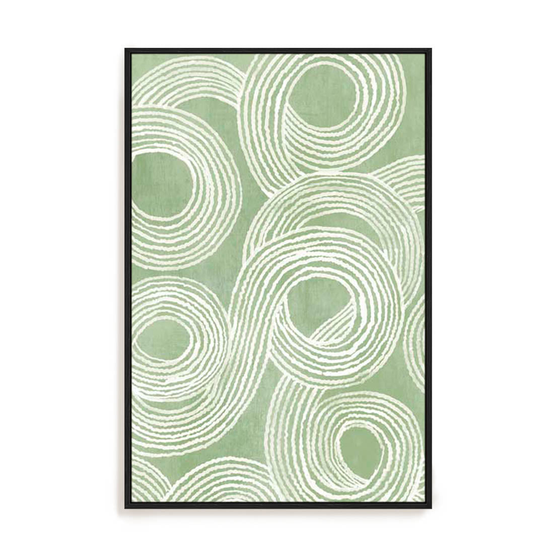 Wall Art Stretched Canvas In Black Frame - Curves Of Verdant I Abstract Art