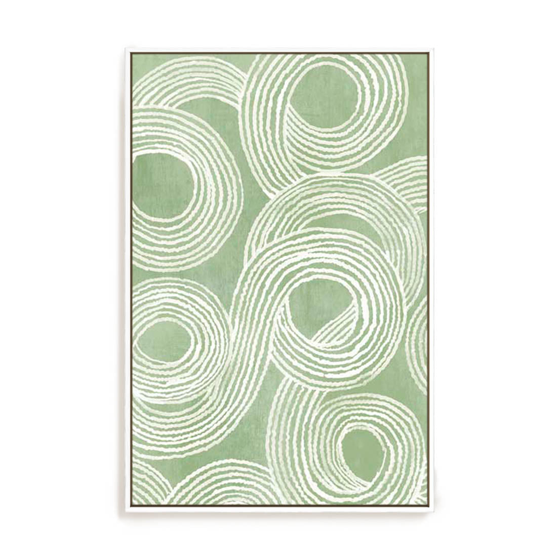 Wall Art Stretched Canvas In White  Frame - Curves Of Verdant I Abstract Art