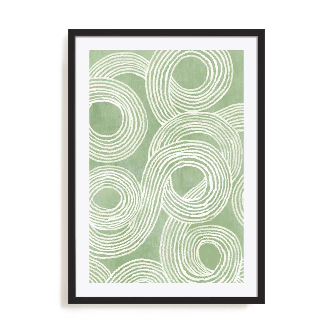 Wall Art Print Poster In Black Frame - Curves Of Verdant I Abstract Art
