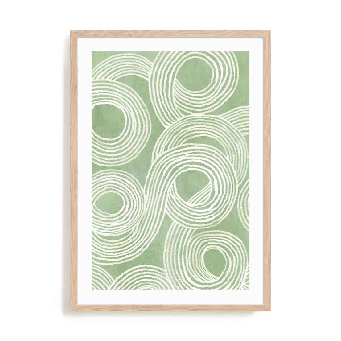 Wall Art Print Poster In Natural Oak Frame - Curves Of Verdant I Abstract Art