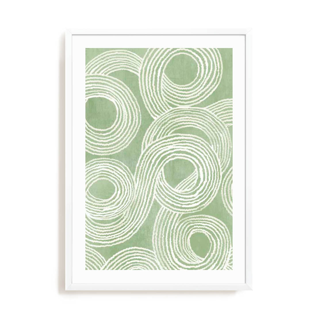 Wall Art Print Poster In White Frame - Curves Of Verdant I Abstract Art