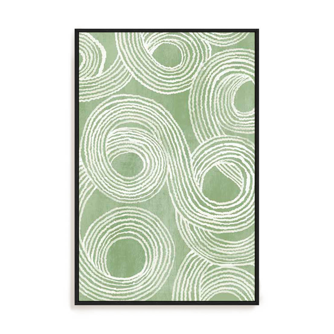 Wall Art Stretched Canvas In Black Frame - Curves Of Verdant Ii Abstract Art