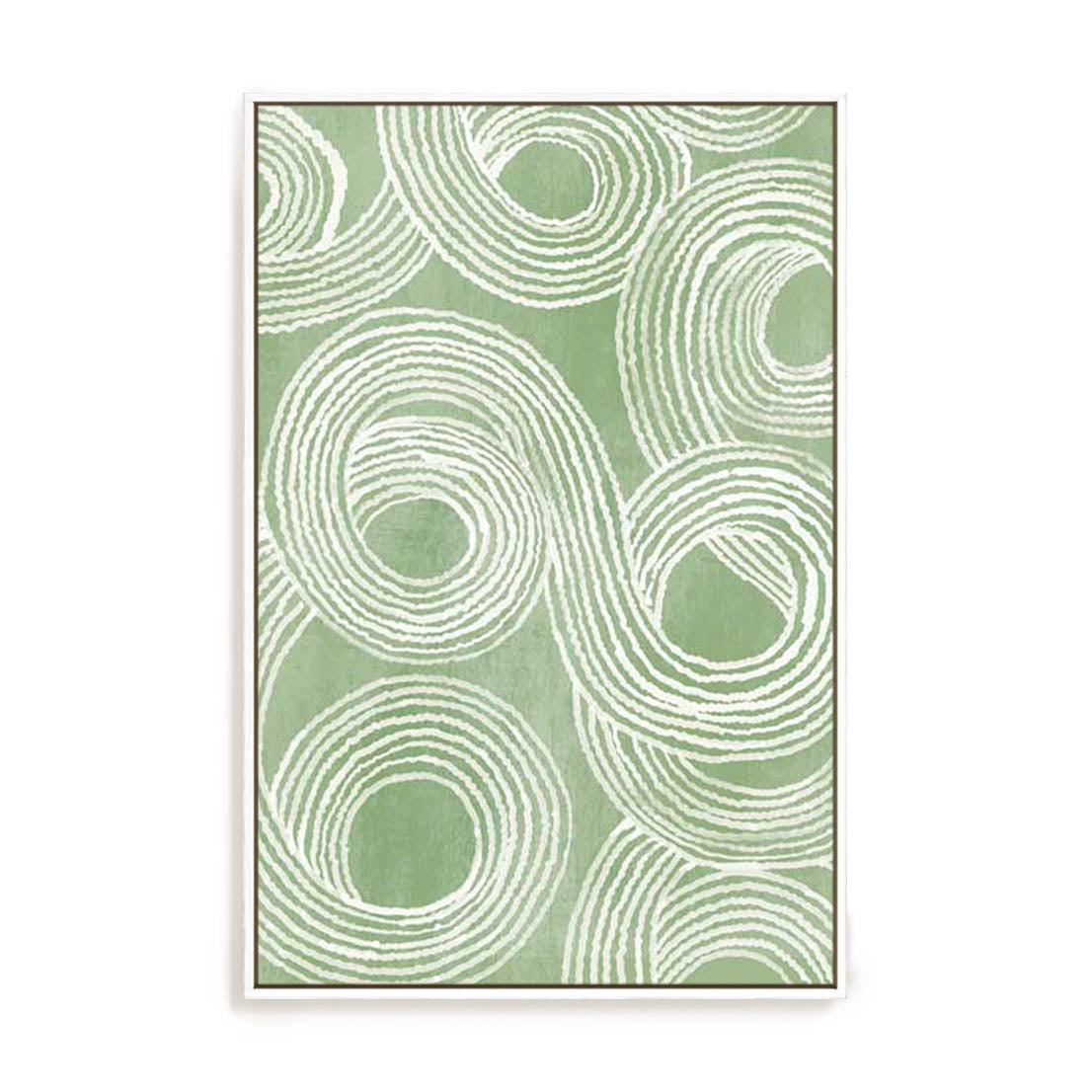 Wall Art Stretched Canvas In White  Frame - Curves Of Verdant Ii Abstract Art