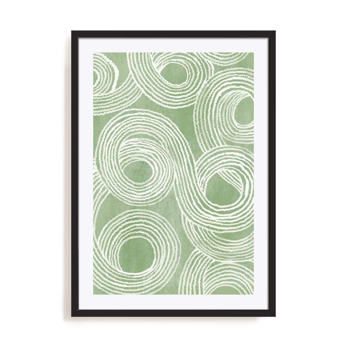 Wall Art Print Poster In Black Frame - Curves Of Verdant Ii Abstract Art