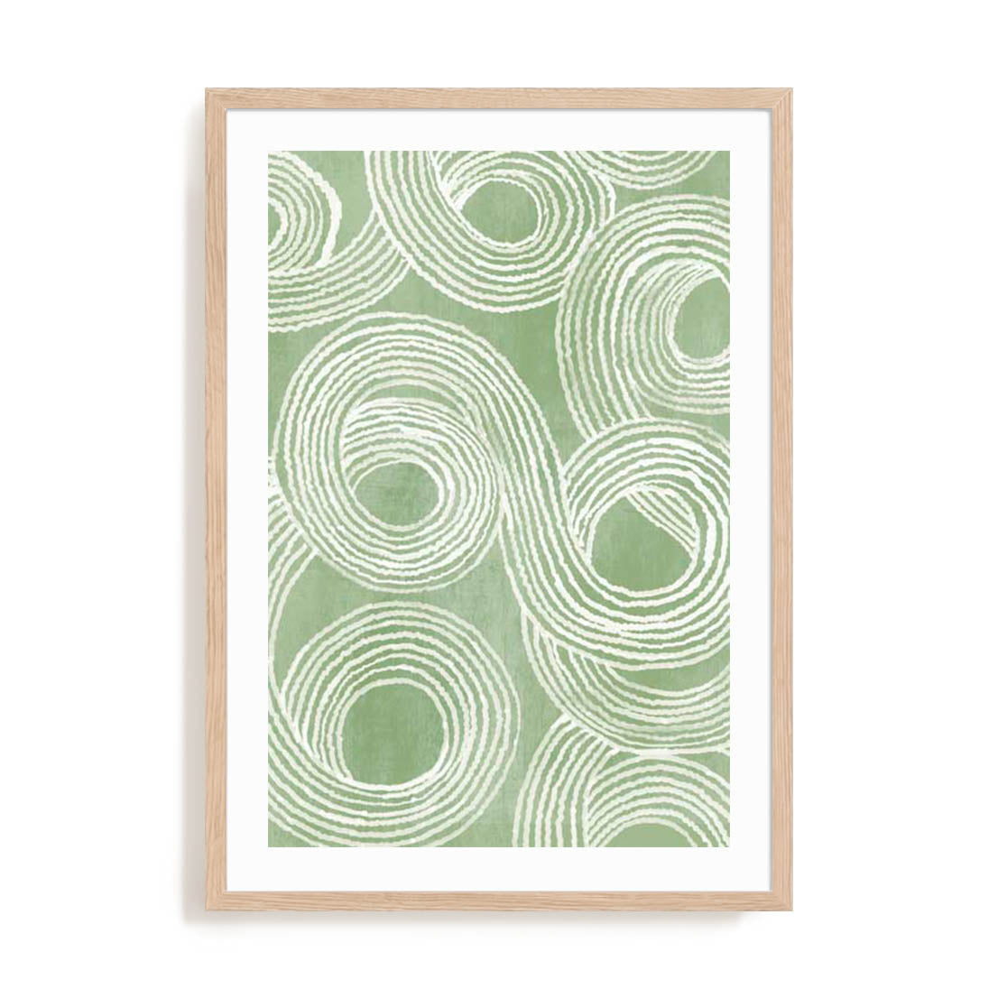Wall Art Print Poster In Natural Oak Frame - Curves Of Verdant Ii Abstract Art
