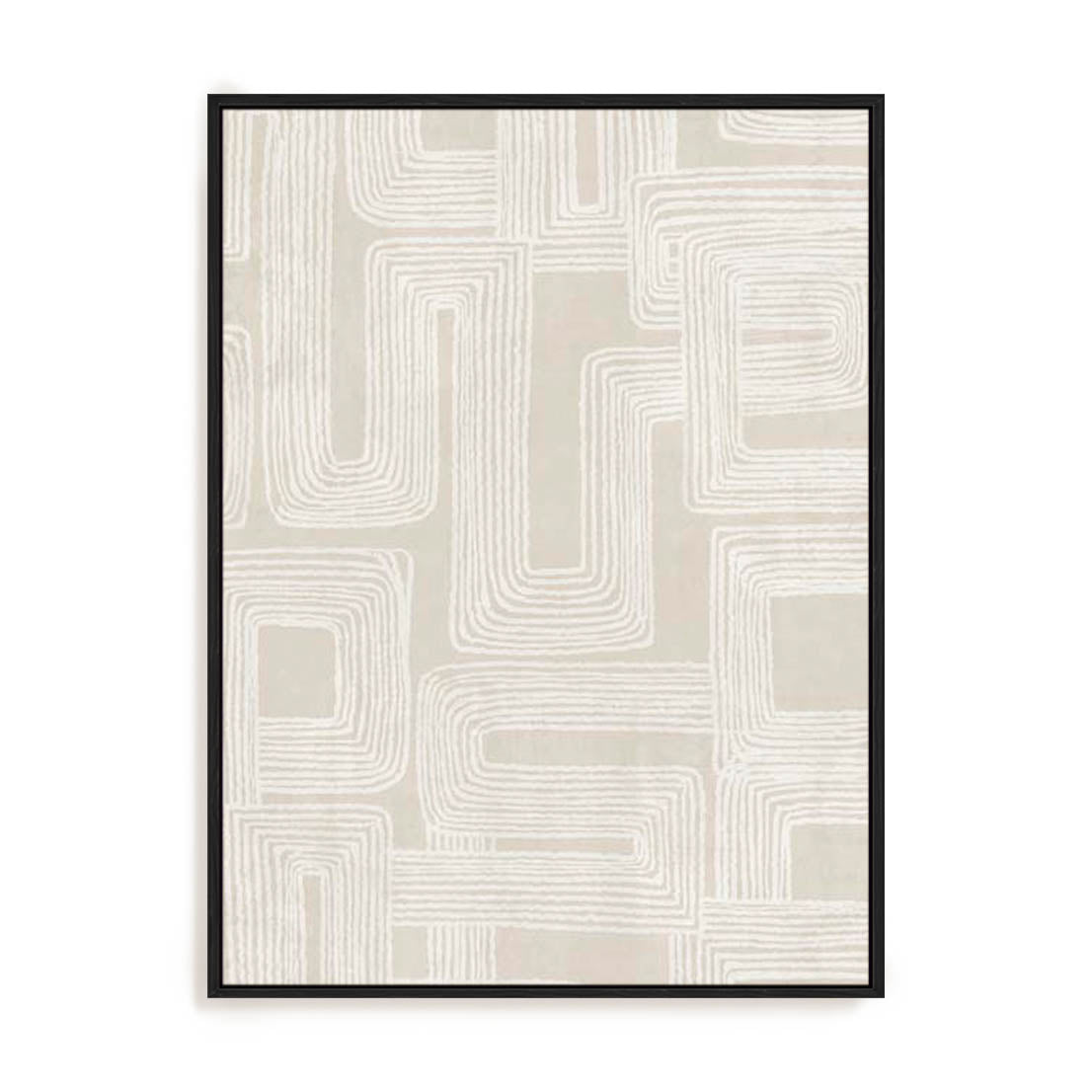 Wall Art Stretched Canvas In Black Frame - Linear Majestic Abstract Art
