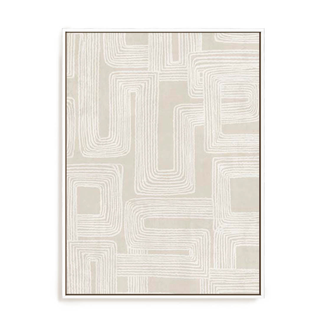Wall Art Stretched Canvas In White  Frame - Linear Majestic Abstract Art