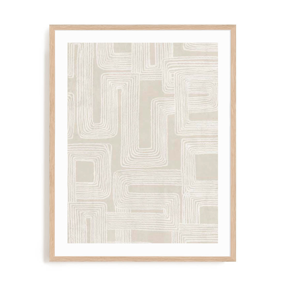Wall Art Print Poster In Natural Oak Frame - Linear Majestic Abstract Art