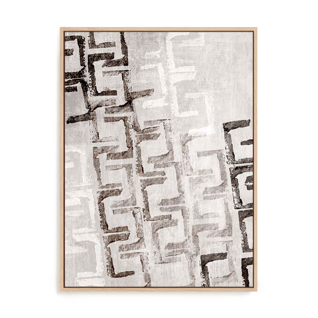 Wall Art Stretched Canvas In Natural Oak  Frame - Imprint Of Thought Abstract Art