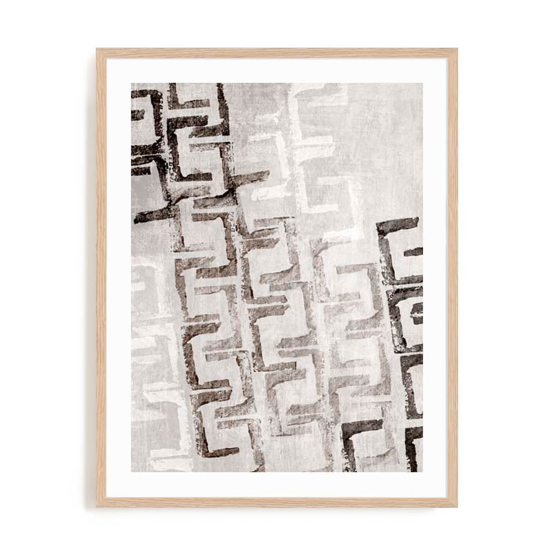 Wall Art Print Poster In Natural Oak Frame - Imprint Of Thought Abstract Art