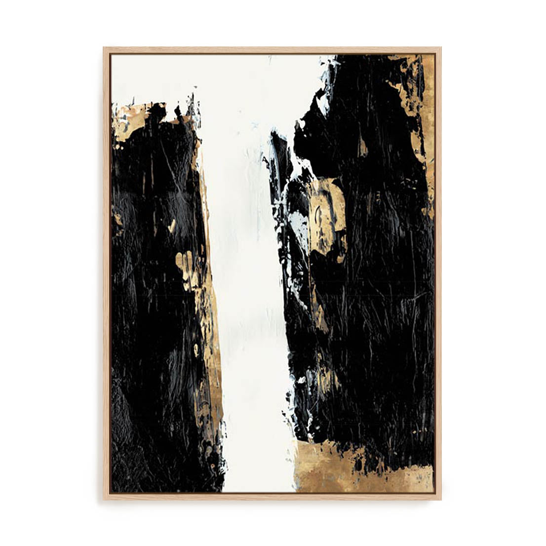 Wall Art Stretched Canvas In Natural Oak  Frame - Abstract Lush Ii Abstract Art