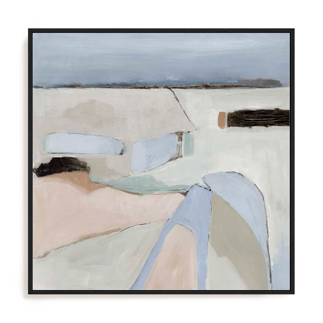 Wall Art Stretched Canvas In Black Frame - The Beach Coastal Art